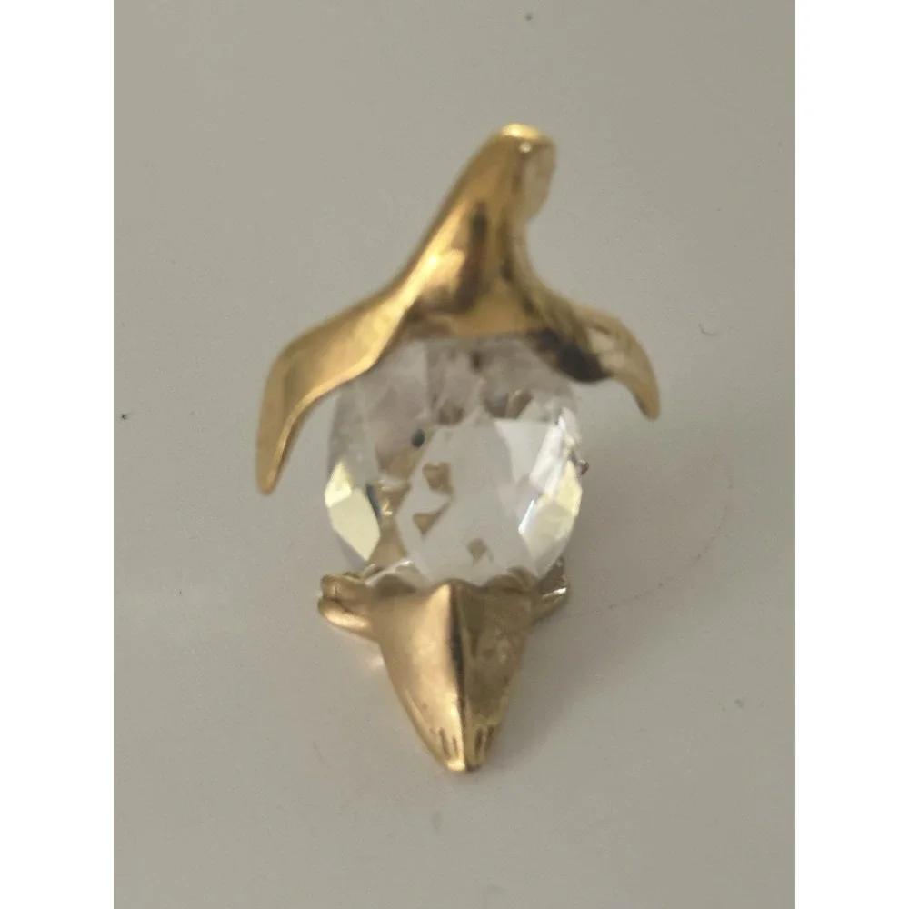 VTG Lencia Austria Star Collection Swarovski‎ Crystal Gold Plated Mother Penguin